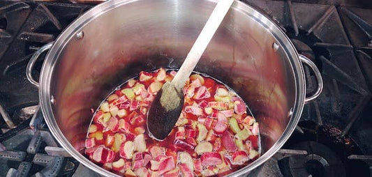 Rowdy Rhubarb Pepper Jelly: English