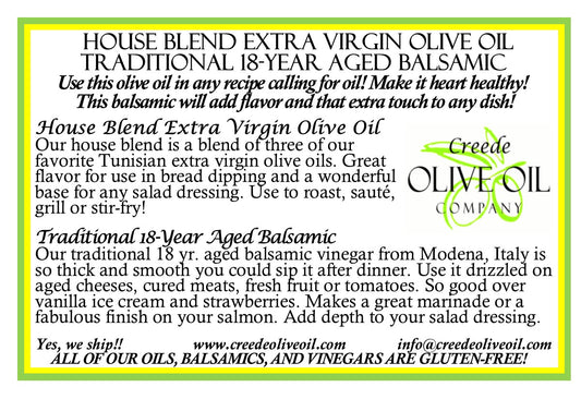 **SPECIAL SAMPLER GIFT DUO - Traditional 18 Year Balsamic 100mL & House Blend Extra Virgin Olive Oil 100mL WITH GIFT BOX