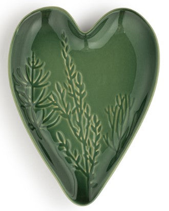 Green Pressed Floral Heart Spoon Rest