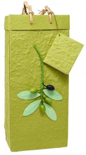 2 Bottle Handmade Paper Olive Oil Bottle Bag - Branch Olive