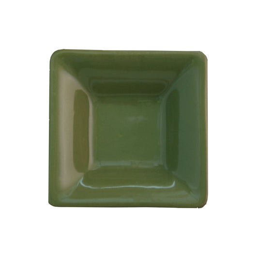 Set of 4 Small Square Bowls - Olive Green (3.75")