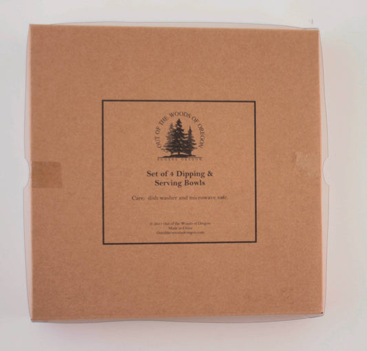 Set of 4 Small Square Bowls - Decals: Olive Branch