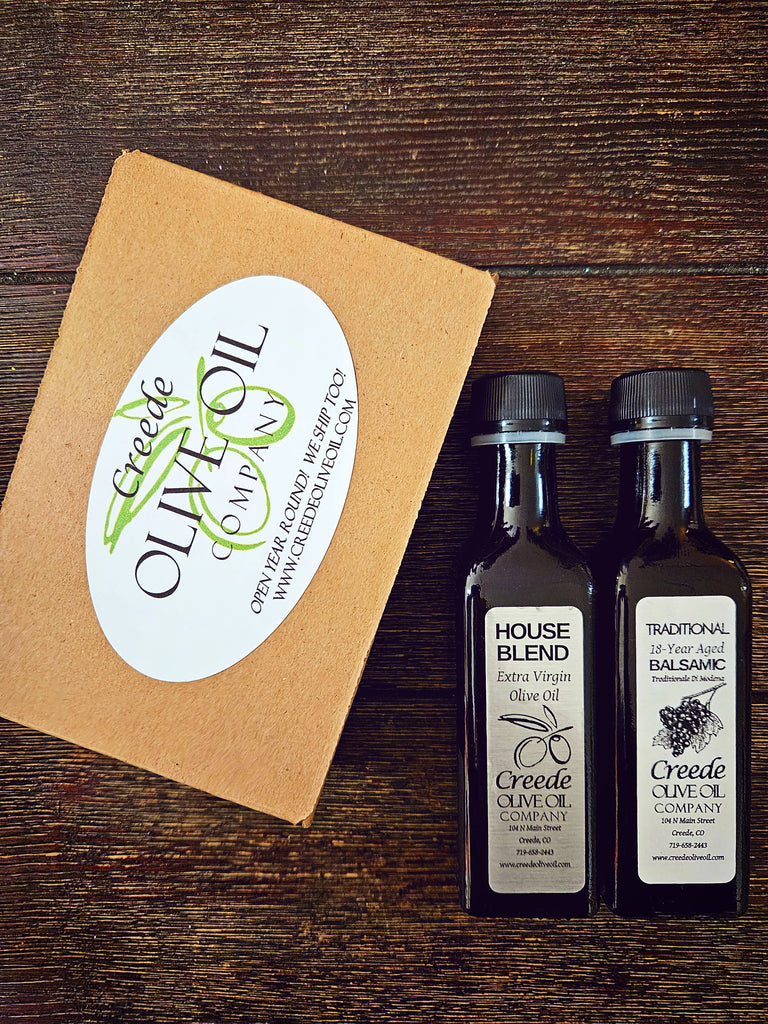 **SPECIAL SAMPLER GIFT DUO - Traditional 18 Year Balsamic 100mL & House Blend Extra Virgin Olive Oil 100mL WITH GIFT BOX