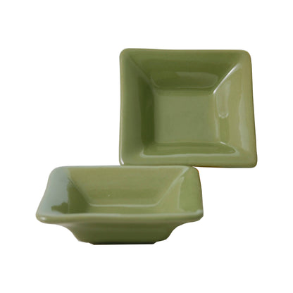 Set of 4 Small Square Bowls - Olive Green (3.75")
