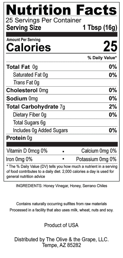 Honey Serrano Chile Vinegar 375mL