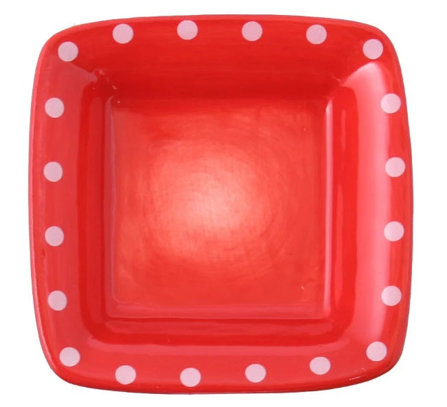 Square Dip Bowl - Red Dots